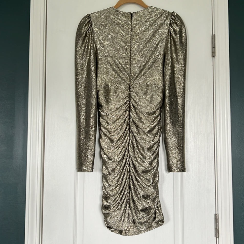 BCBG MAXAZRIA Gold V-Neck Cocktail Dress, Size S - Picture 3 of 5